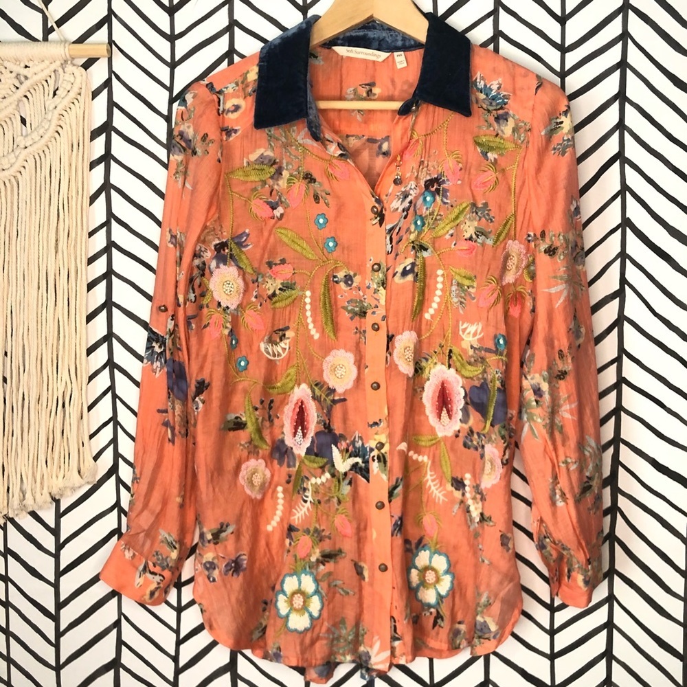SOFT SURROUNDINGS |Arrata Embroidered Button Down - Picture 2 of 11